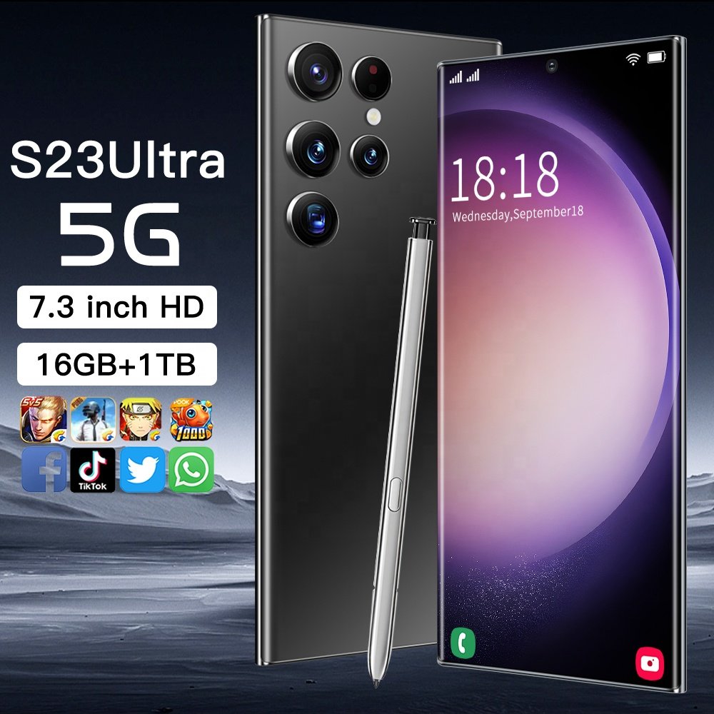 S23 Ultra 6.8 inch Screen Unlocked Mobile Phones Dual SIM 12+512GB Smart Phone Android 13 SmartPhones multiple Languages Version